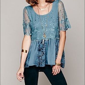 *RARE* Free People x Viola Embroidered Lace Top